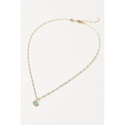 Oliver Bonas Alula Round Blue Chalcedony Drop Gold Plated Pendant Necklace