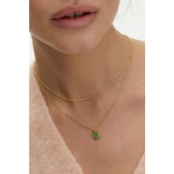 Oliver Bonas Emir Round Gold Coloured Enamel Drop Double Row Necklace -Oliver Bonas Shop unnamed file 1063
