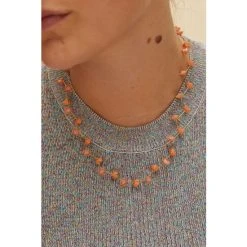 Oliver Bonas Orange Fleur Flower Link Collar Necklace -Oliver Bonas Shop unnamed file 1077