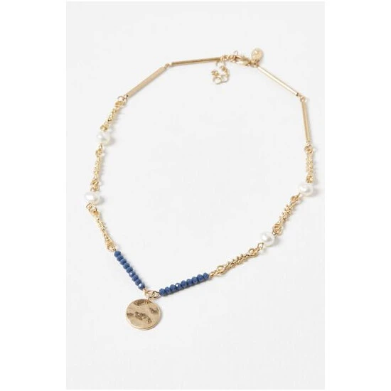 Oliver Bonas Blue Romina Beads And Pearls With Textured Disc Pendant Necklace 10 Oliver Bonas Blue Romina Beads And Pearls With Textured Disc Pendant Necklace - Image 8