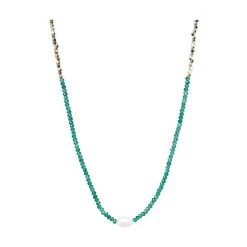 Oliver Bonas Green Geila Beaded Jade Gold Plated Necklace