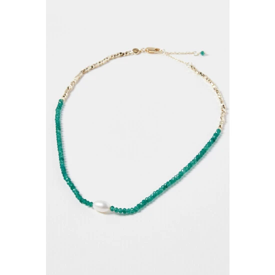 Oliver Bonas Green Geila Beaded Jade Gold Plated Necklace 4 Oliver Bonas Green Geila Beaded Jade Gold Plated Necklace - Image 2