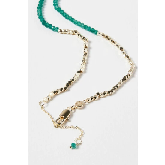 Oliver Bonas Green Geila Beaded Jade Gold Plated Necklace 6 Oliver Bonas Green Geila Beaded Jade Gold Plated Necklace - Image 4