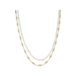 Oliver Bonas Natural Bondi Pearl Chain Double Row Chain Necklace