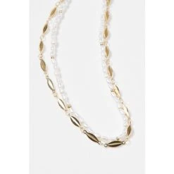 Oliver Bonas Natural Bondi Pearl Chain Double Row Chain Necklace -Oliver Bonas Shop unnamed file 1157