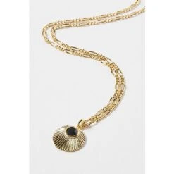 Oliver Bonas Kymani Engraved Disc & Stone Inlay Gold Plated Necklace -Oliver Bonas Shop unnamed file 1177