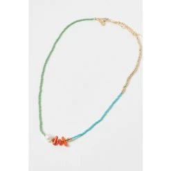 Oliver Bonas Natural Nara Seed Bead Pearl And Stone Chips Necklace