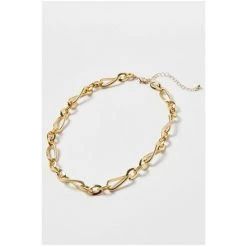 Oliver Bonas Evelyn Textured & Twisted Links Chunky Gold Tone Chain Necklace -Oliver Bonas Shop unnamed file 1224