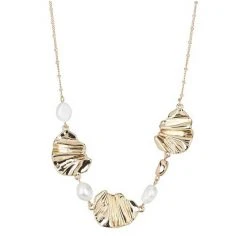Oliver Bonas Natural Indie Pearl & Textured Metal Shape Short Necklace -Oliver Bonas Shop unnamed file 1230