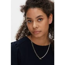 Oliver Bonas Womens White Odina Half Chain & Pearl Fob Clasp Gold Plated Brass Collar Necklace -Oliver Bonas Shop unnamed file 1256