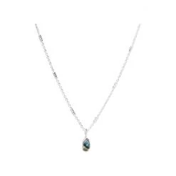 Oliver Bonas Natural Blythe Pebble Charm Paua Shell Silver Coloured Pendant Necklace