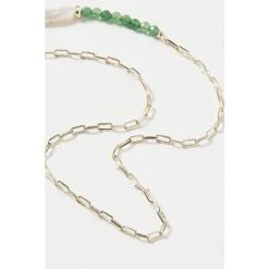 Oliver Bonas Green Dara Gold Plated Aventurine Detail Chain And Pearl Drop Necklace -Oliver Bonas Shop unnamed file 1270