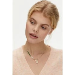 Oliver Bonas Green Dara Gold Plated Aventurine Detail Chain And Pearl Drop Necklace -Oliver Bonas Shop unnamed file 1271