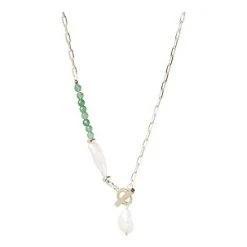 Oliver Bonas Green Dara Gold Plated Aventurine Detail Chain And Pearl Drop Necklace -Oliver Bonas Shop unnamed file 1273