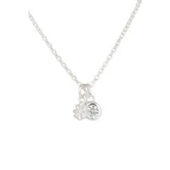 Oliver Bonas Aurora Flower Casting Charm Drop Sterling Silver Necklace