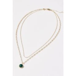Oliver Bonas Green Darcey Stone Drop Double Row Gold Plate Necklace -Oliver Bonas Shop unnamed file 1322