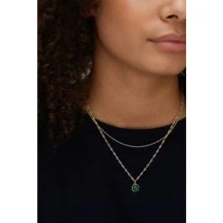 Oliver Bonas Green Darcey Stone Drop Double Row Gold Plate Necklace -Oliver Bonas Shop unnamed file 1326