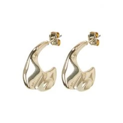 Oliver Bonas Gold Coloured Marci Shiny Wavy Metal Hoop Earrings