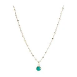 Oliver Bonas Alula Round Onyx Drop Gold Plated Necklace