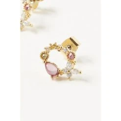 Oliver Bonas Pink Lyra Flowers & Stone Cluster Stud Earrings -Oliver Bonas Shop unnamed file 14