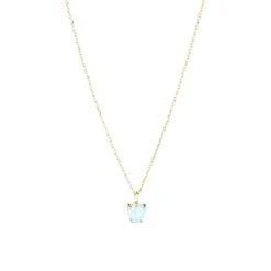 Oliver Bonas Blue Varuna Stone Heart Charm Gold Plated Chain Necklace