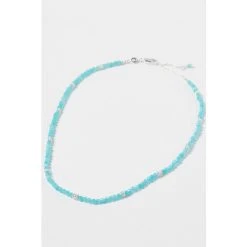 Oliver Bonas Blue Jovie Beaded Nugget Blue Amazonite And Silver Necklace