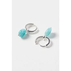 Oliver Bonas Lucia Blue Chunky Sterling Silver Hoop And Oval Amazonite Drop Hoop Earrings -Oliver Bonas Shop unnamed file 142