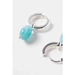 Oliver Bonas Lucia Blue Chunky Sterling Silver Hoop And Oval Amazonite Drop Hoop Earrings -Oliver Bonas Shop unnamed file 143