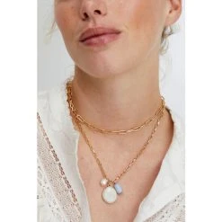 Oliver Bonas Natural Sadie Disc And Pearl Charm Layered Pendant Necklace -Oliver Bonas Shop unnamed file 1434