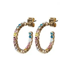 Oliver Bonas Gold Beatrix Stone Dot Played Hoop Earrings
