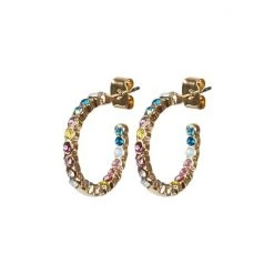 Oliver Bonas Gold Beatrix Stone Dot Played Hoop Earrings -Oliver Bonas Shop unnamed file 148