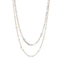 Oliver Bonas Natural Multi Layered Chain Necklace
