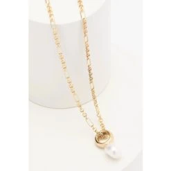 Oliver Bonas Gold Tone Rafa Round Bead Pearl Drop Chain Necklace -Oliver Bonas Shop unnamed file 1499
