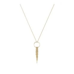 Oliver Bonas Gold Coloured Aida Fine Circle Fan Drop Pendant Necklace