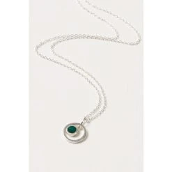 Oliver Bonas Green Clancy Circle Stone Drop Silver Pendant Necklace -Oliver Bonas Shop unnamed file 1537