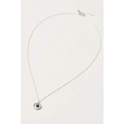 Oliver Bonas Green Clancy Circle Stone Drop Silver Pendant Necklace -Oliver Bonas Shop unnamed file 1539