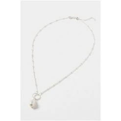 Oliver Bonas White Lucia Loop & Round Pearl Drop Sterling Silver Necklace -Oliver Bonas Shop unnamed file 1555