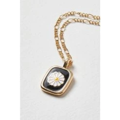 Oliver Bonas Black Laguna Daisy Black Enamel Square Pendant Necklace -Oliver Bonas Shop unnamed file 1564