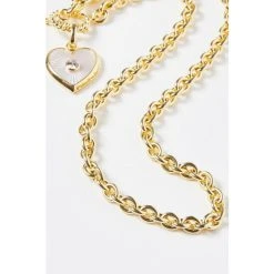 Oliver Bonas Gold Skip Pearl Heart Charm Gold Plated Collar Chain Necklace -Oliver Bonas Shop unnamed file 1621