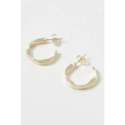 Oliver Bonas Gold Tone Arley Twist Plated Hoop Earrings