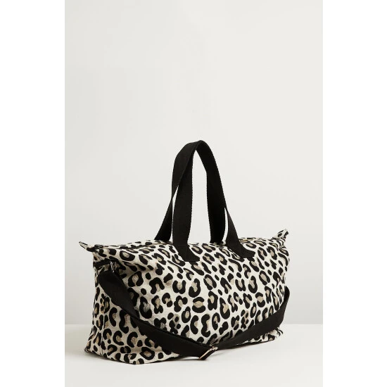 Oliver Bonas Laurie Leopard Jacquard Weekend Bag 4 Oliver Bonas Laurie Leopard Jacquard Weekend Bag - Image 2
