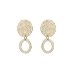 Oliver Bonas Gold Anatola Textured Disc & Ring Drop Earrings
