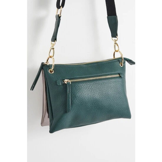 Oliver Bonas Green Laurie Triple Pocket & Metallic Cross-Body Bag 6 Oliver Bonas Green Laurie Triple Pocket & Metallic Cross-Body Bag - Image 4