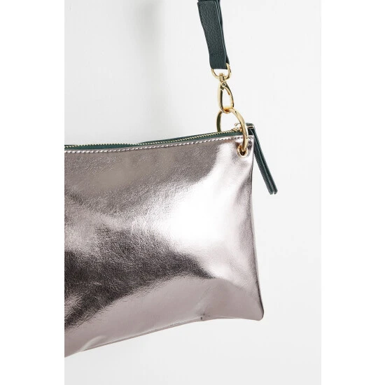 Oliver Bonas Green Laurie Triple Pocket & Metallic Cross-Body Bag 7 Oliver Bonas Green Laurie Triple Pocket & Metallic Cross-Body Bag - Image 5