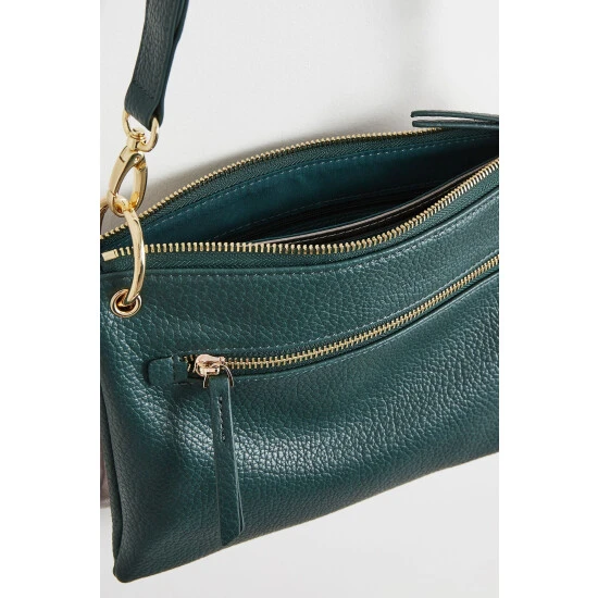 Oliver Bonas Green Laurie Triple Pocket & Metallic Cross-Body Bag 8 Oliver Bonas Green Laurie Triple Pocket & Metallic Cross-Body Bag - Image 6