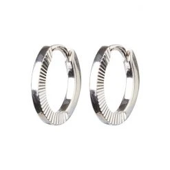 Oliver Bonas Omaira Half Engraved Oval Sterling Silver Clicker Hoops