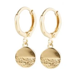 Oliver Bonas Gold Plated Bonita Textured Semi Circle Drop Earrings