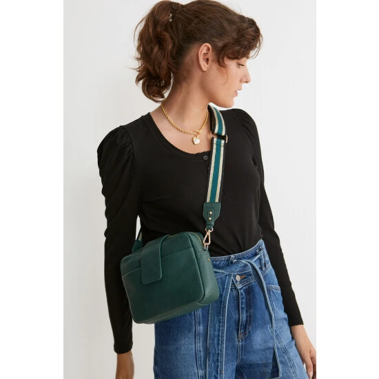 Oliver Bonas Eve Stripe Teal Green Camera Cross-Body Bag 9 Oliver Bonas Eve Stripe Teal Green Camera Cross-Body Bag - Image 7