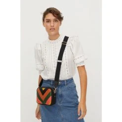 Oliver Bonas Black Chevron Orange & Green Camera Crossbody Bag -Oliver Bonas Shop unnamed file 1846