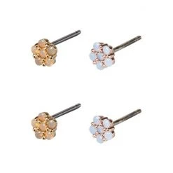 Oliver Bonas Aryan Natural Tiny Flowers Stud Earrings 2 Pack